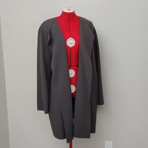 MW Ming Wang Collection Open Front Size 14 Long Gray Cardigan